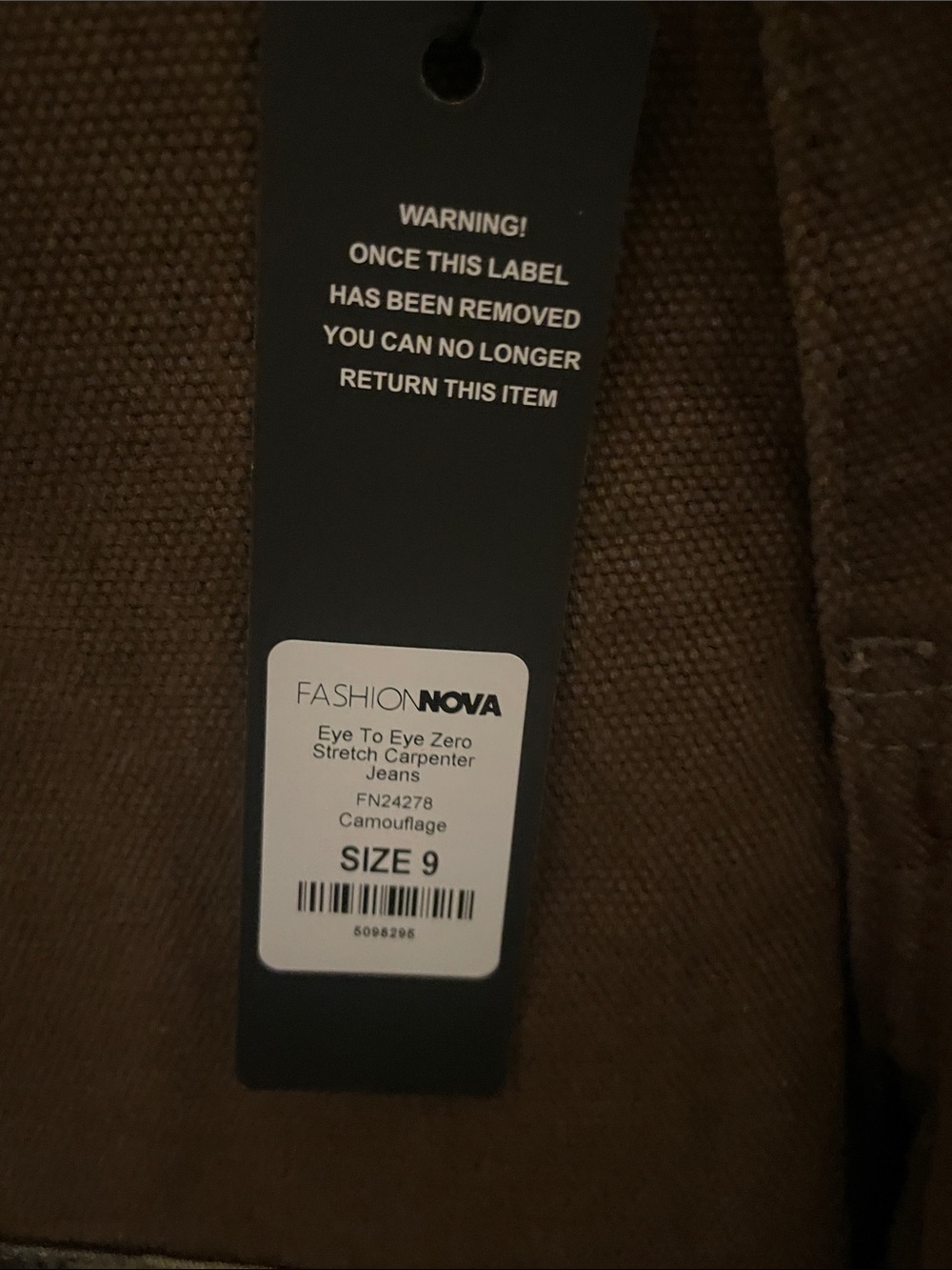Fashion Nova Women's Camo Carpenter Jeans - Olive Green & Brown - Picture 3 of 8